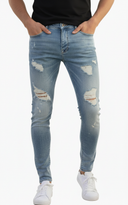 Lichtblauwe Skinny Jeans Heren - Meerdere Scheuren Model