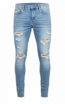 Lichtblauwe Skinny Jeans - Voorkant met Meerdere Scheuren