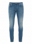 Medium Blue Slim Fit Jeans - Voorkant Lichte Wassing