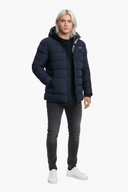 Navy Puffer Winterjas Wit Blond Model - Voorkant
