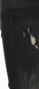 Zwarte Denim - Close-up Textuur en Subtiele Distressing
