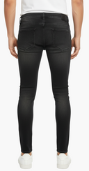 Zwarte Skinny Jeans Heren - Kniescheuren Model Achterkant