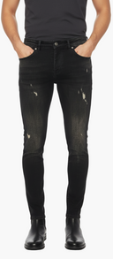Zwarte Skinny Jeans Heren - Subtiele Distressing Model