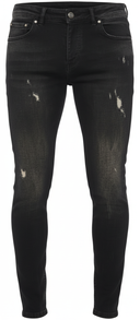 Zwarte Skinny Jeans - Voorkant met Subtiele Distressing