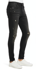 Zwarte Skinny Jeans - Zijkant met Kniescheuren